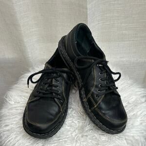 Born Handcrafted, Black Lace up Loafer Casual Work Shoe Women’s 9,